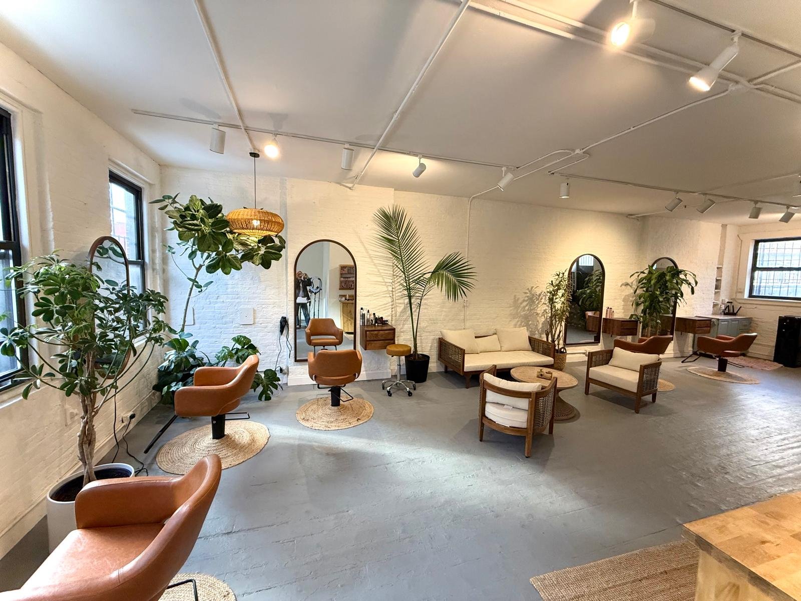 Salon space with natural light