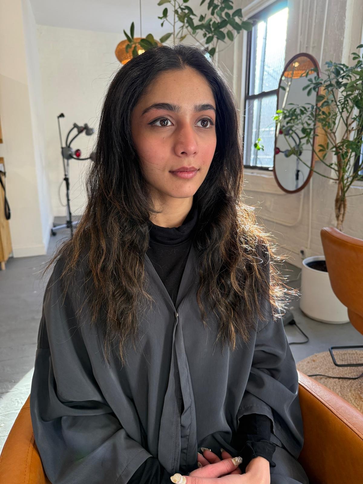 Before organic smoothing treatment at Williamsburg Blow Bar